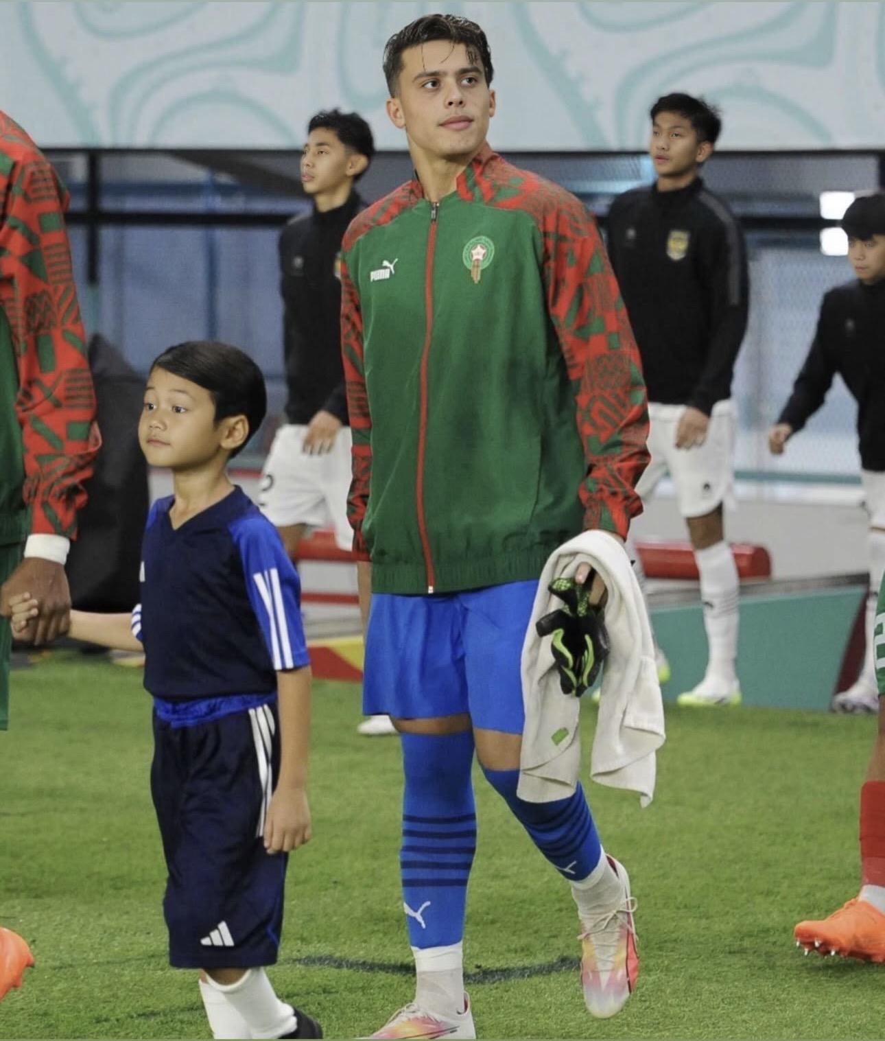 Matchday Entrance with Morocco — Bilal Jabri Jabri, professional football goalkeeper (Spain and Morocco)